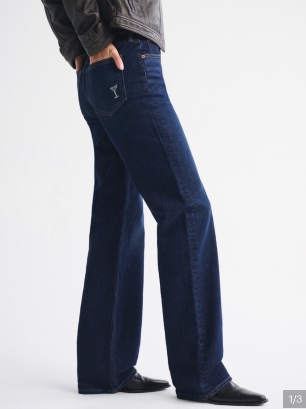 Abercrombie & Fitch Curve LoveDark WideLeg 90s Relaxed Jean Martini Embroidered